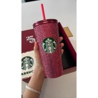 ราคา (ของแท้100%) Starbucks แก้วสตาร์บัค Stainless Steel 25TH Pink Bling Cold Cup 16oz.(พร้อมส่ง) (20393115975)