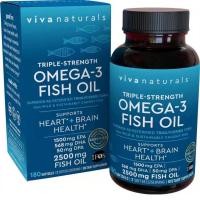 ราคา Viva Naturals Triple Strength Omega 3 Fish Oil Supplement 2500 mg Fish Oil with Re-Esterified 180 Softgels EXP:2027 (50853651824)