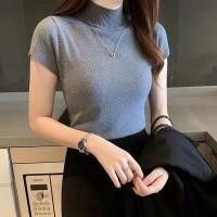 ราคา เสื้อไหมพรมแขนสั้น คอเต่า ทรงสวย เข้ารูป เสื้อทำงานผู้หญิง สีพื้น สไตล์เรียบหรู ดูแพง เสื้อแฟชั่นผู้หญิง ผ้านิ่ม ใส่สบาย (17889013094)