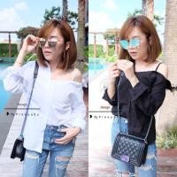 ราคา New in เสื้อเชิ้ตเปิดไหล่สายเดี่ยวข้างเดียวสไตล์สาวเกาหลี (626245796)