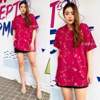 ราคา เสื้อลินินผสมฝ้าย คอกลม ปักลาย อก 50” (9113452434)