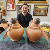 ราคา 1คู่ โอ่งดินเผา โอ่ง โอ่งน้ำ โอ่งดิน โอ่งมีฝา พร้อม กระบวยกะลามะพร้าว วัสดุดินเผา ตกแต่งสวนหย่อม ตกแต่งบ้าน สวน (11384303881)