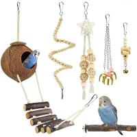 ราคา Bird Toy Set Coconut Bird Nest Vine Ball Station Bird Supplies Kits Parrot Bite Toys 6-piece Set (24336370067)