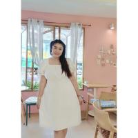 ราคา ดรสสีขาวแขนตุ๊กตางานสาวอวบอ้วนใส่ทำบุญไปวัดได้ค่ะ (22449324429)