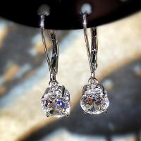 ราคา 100% 925 เงินสเตอร์ลิงต่างหู Dangle สําหรับผู้หญิงรอบ Cubic Zirconia Pendent Elegant หญิงอุปกรณ์เสริมแฟชั่นเครื่องประดับ (20134611899)