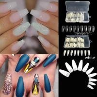 ราคา ลดราคาพิเศษ⚡️พร้อมส่ง #ความงาม 100 Full Cover False Nail Tips Long Ballerina Coffin Nail Art Decor Manicure AB (1096099640)