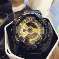 ราคา Sport watchสายสีดำหน้าจอสีทอง (1617072621)