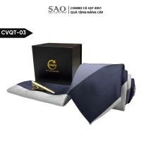 ราคา ผู้ชาย Tie Gift Combo เนคไทผ้าไหม 3 ชิ้น ผ้าพันคอกระเป๋า คลิปพร้อมกล่อง Polite หรูหรา (CVQT03) (49102937916)