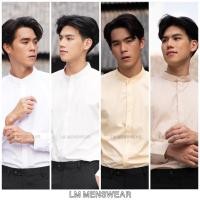 ราคา เสื้อเชิ้ตคุณภาพ คอจีน สีขาวWhite ขาวครีมCream White เหลืองพีชPeach Yellow น้ำตาลอ่อนLight Brown (7708366273)