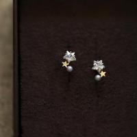 ราคา ต่างหูเงินแท้ [เงินประดับจริง ส925] ต่างหูมุกเปลือกหอยดาวขนาดเล็กขนาดใหญ่ &- * && * - & (29926023501)