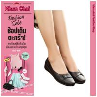 ราคา รองเท้าคัชชู พื้นลายดอกไม้ สีดำล้วน (19637249972)