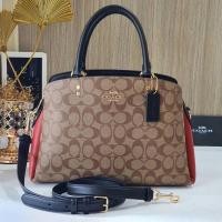 ราคา คป (สด-ผ่อน) กระเป๋าสะพายสีน้ำตาลข้างส้ม ถังใหญ่ 13 นิ้ว 91016 LILLIE CARRYALL IN COLORBLOCK SIGNATURE CANVAS (11368782041)