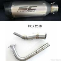 ราคา คอท่อ PCX 150 ปี 2018 - ปัจจุบัน ขนาด 2 นิ้ว + ปลายท่อ SC Moto GP สีเงิน ปลายท่อคาร์บอนแท้ (6268468433)
