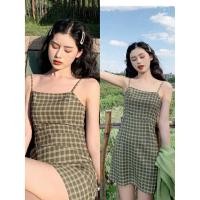 ราคา *ส่งจากไทย*DRESS เดรส เนเน่ สายเดี่ยว *เฉพาะเดรส* ไม่รวมเสื้อคลุม * สีเขียวลายสก็อต แขนสั้น แฟชั่นเกาหลี รหัส 15081 (5920953455)