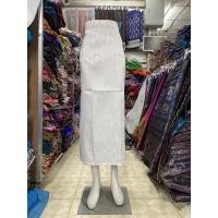 ราคา ((ผ้าถุงไหมลาว))แพรวา-ขาว ผ้าทอเต็มผืน เย็บสำเร็จรูป-แบบป้ายติดตะขอ (9572092595)