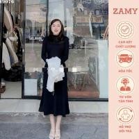 ราคา เดรสไหมพรมกํามะหยี่คอสูงบาน ผ้าวูลนุ่มยืด ฟอร์มบานทรงเอขั้นพื้นฐานมาก ใส่ง่าย (สั้น ยาว) (26153994307)