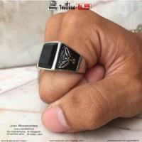 ราคา แหวนเงินนิลดำ ลายอินทรี เนื้องานสแตนเลสแท้ไม่ลอกไม่ดำ (2035574909)