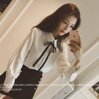 ราคา (มีโค้ด) เสื้อเชิ้ต คอบัว สีขาว มีโบว์ (141953384)