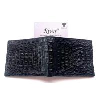 ราคา River กระเป๋าสตางค์หนังจระเข้แท้ สีดำ ส่วนหัว ฟรีพวงกุญแจหางจระเข้ (42910670828)