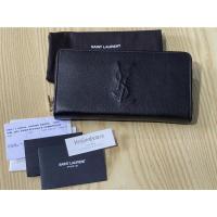 ราคา kept unused ❤️ Yves Saint Laurent Saint Laurent Black Leather Belle De Jour Zip Around Wallet (14883642905)