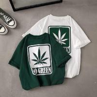 ราคา เสื้อยืดแขนสั้นพิมพ์ลายใบเมเปิ้ลสไตล์ฮ่องกงเสื้อผ้าฤดูร้อนสำหรับบุรุษและสตรี (23832790389)