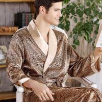 ราคา ❤ Thoshineแบรนด์จีนซาตินผ้าไหมเสื้อคลุมเปิดลงปกผู้ชายชุดนอนแบบพิมพ์ชายเสื้อคลุมอาบน้ำที่เหนือกว (40405824162)