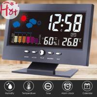 ราคา GE หน้าจอสี LCD Digital Backlight Snooze นาฬิกาปลุกสถานีพยากรณ์อากาศ สี่เหลี่ยม สี่เหลี่ยม (43600986328)