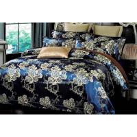 ราคา ชุดผ้าปูที่นอนผ้าแพร 5 ฟุต 5 ชิ้น พร้อมผ้านวมหนา 6 ฟุต สีน้ำเงินเข้ม ลวดลายกุหลาบ วินเทจ (3558971433)