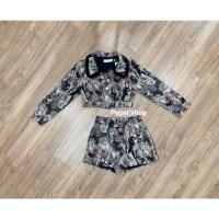 ราคา Peony ชุดเซต เสื้อตัวสั้น แขนยาว กับ กางเกงขาสั้น sz.s มือ1ป้ายห้อย (18011780595)