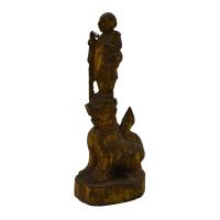 ราคา พระบูชา พระสีวลี ไม้แกะเก่า ยืนบนหัวสิงห์ จากพม่า สูง 5 นิ้ว (24166024646)