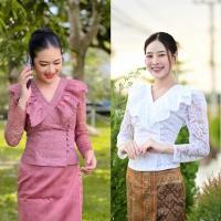 ราคา เสื้ิอลูกไม้ เสื้อคอวี เสื้ิอแขนยาว ใส่ออกงาน งานบุญ งานบวช งานมงคล เสื้อ เสื้อผู้หญิง เสื้อลูกไม้สีขาว (21795498786)