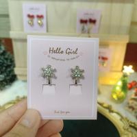 ราคา ( ต่างหูหนีบ ยางรอง ) ต่างหูเกล็ดหิมะ ต่างหูคริสต์มาส (25339378561)