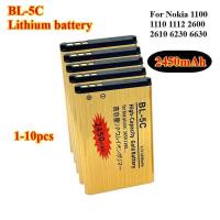 ราคา BL-5C แบตเตอรี่แบบชาร์จได้ 2450mah ความจุสูงสำหรับ Nokia 1100 1110 1112 1116 2610 6230 6630 N70 N71 (56301247826)