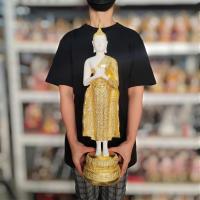 ราคา พระพุทธรูปปางรำพึง เนื้อเรซิ่นสีขาวปิดทอง (กว้าง6นิ้ว สูง23นิ้ว)เป็นพระพุทธรูปประจำวันศุกร์ เหมาะบูชาเองหรือทำบุญถวายวัด (13893885975)