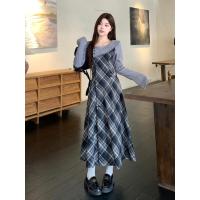 ราคา ชุดเดรสสาวอวบ ชุดเดรส สาวอวบ ขนาดใหญ่ขนาดไขมันมมใหม่สไตล์แฟชั่นการออกแบบแขนยาวเย็บชุดผู้หญิงฤดูใบไม้ร่วงอารมณ์ ผอมลง ดูสองชิ้นผู้หญิง (52704620224)