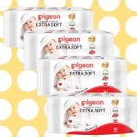 ราคา (แพ็ค4ห่อ)/ทิชชู่ เปียกPigeon BABY WIPES EXTRA SOFT (2380898514)