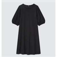 ราคา FY8 ชุดเดรสแขนตุ๊กตาเด็กโต Mercerized Cotton 3/4 Sleeve Flare Dress uniqlo (42618291922)
