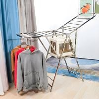 ราคา ราวตากผ้าพับได้ ราวตากผ้าสแตนเลส แขวนผ้าแบบกางปีก Folding clothes rack ประหยัดพื้นที่ 2ขนาด 140 และ160cm. Simple Living (26364262554)