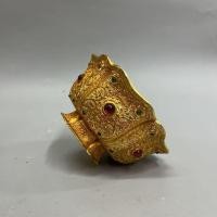 ราคา โบราณโบราณ Backflow Qianlong แปดเหลี่ยมอัญมณีฝัง Gilt Bronzeware ชามทอง Gilt เครื่องประดับ Gold-Plated Craft ชาม Cornucopia 2.7 (42228643020)