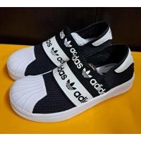 ราคา รองเท้าเด็กแบรนด์แท้มือสอง Adidas 17.5cm. สลิปออนสีขาว-ดำ (22918440734)