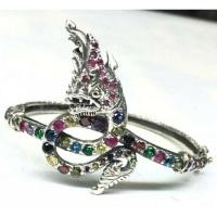 ราคา กำไลพญานาคเงินแท้ 92.5 % ประดับพลอยนพเก้า (4973819343)