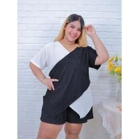 ราคา [ ส่งฟรี เสื้อ+กางเกง ] ซ373 ชุดเซ็ตไขว้หน้า ชุดเซตคนอ้วน พลัสไซส์ ขาสั้นผ้าท๊อฟฟี่ ชุดเซ็ตสาวอวบ ไซส์ใหญ่ พลัสไซส์ (27904544635)