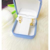 ราคา ต่างหูหุ้มทอง24kใบมะกอกฝังเพชรcz (29313365426)