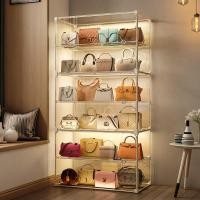 ราคา ชั้นวางกระเป๋า 6/4ชั้น ตู้กระเป๋า กล่องใส่กระเป๋า ตู้ใส่กระเป๋า ที่เก็บกระเป๋า PVC (42551956253)