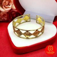 ราคา กำไลซีทองเหลืองโบราณลายข้าวหลามตัด ฟรีไซส์ ปรับขนาดได้ตามต้องการ งานทองเหลืองแท้ งานดิบไม่ได้ชุบ พร้อมส่ง (45654780474)