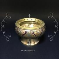 ราคา โถกำยาน นำเข้าจากอินเดีย งานทองเหลือง ขนาดกลาง สีม่วง (5935404279)