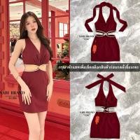 ราคา งานป้าย NABI เดรสออกงานสีแดง เดรสสั้นคล้องคอเว้าหลัง เอวแต่งเพชรเว้าเซ็กซี่ ทรงสวยเป๊ะ (26271734246)