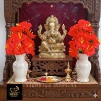 ราคา (ชุดใหญ่ 2 แจกัน) แจกันดอกชบา บูชาองค์พระพิฆเนศ องค์มหาเทพ มหาเทวี ดอกชบาสีแดงพร้อมแจกันกลม แจกันดอกชบาแดง (ได้ 2 แจกัน) (42972568339)