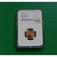 ราคา เหรียญเกรด NGC MS 65 RD - Lincoln One Cent (Penny) Shield 2025-D #ปีสุดท้ายของการผลิต (41328789630)