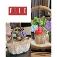ราคา กระเป๋าถือ ขนกระต่ายแท้ งานแบรนด์ ELLE ขนนุ่มฟู งานคิ้วท์ (13062261762)